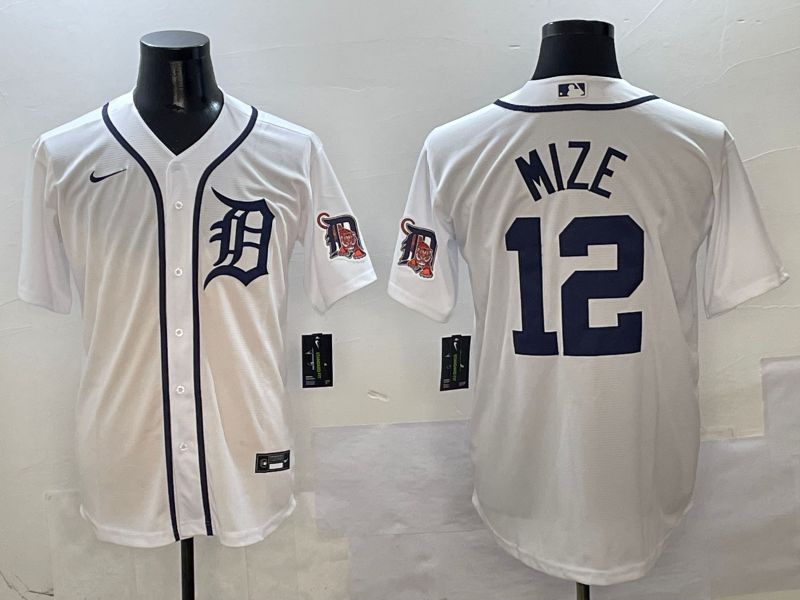 Men Detroit Tigers #12 Mize White Game 2025 Nike MLB Jersey style 1->detroit tigers->MLB Jersey